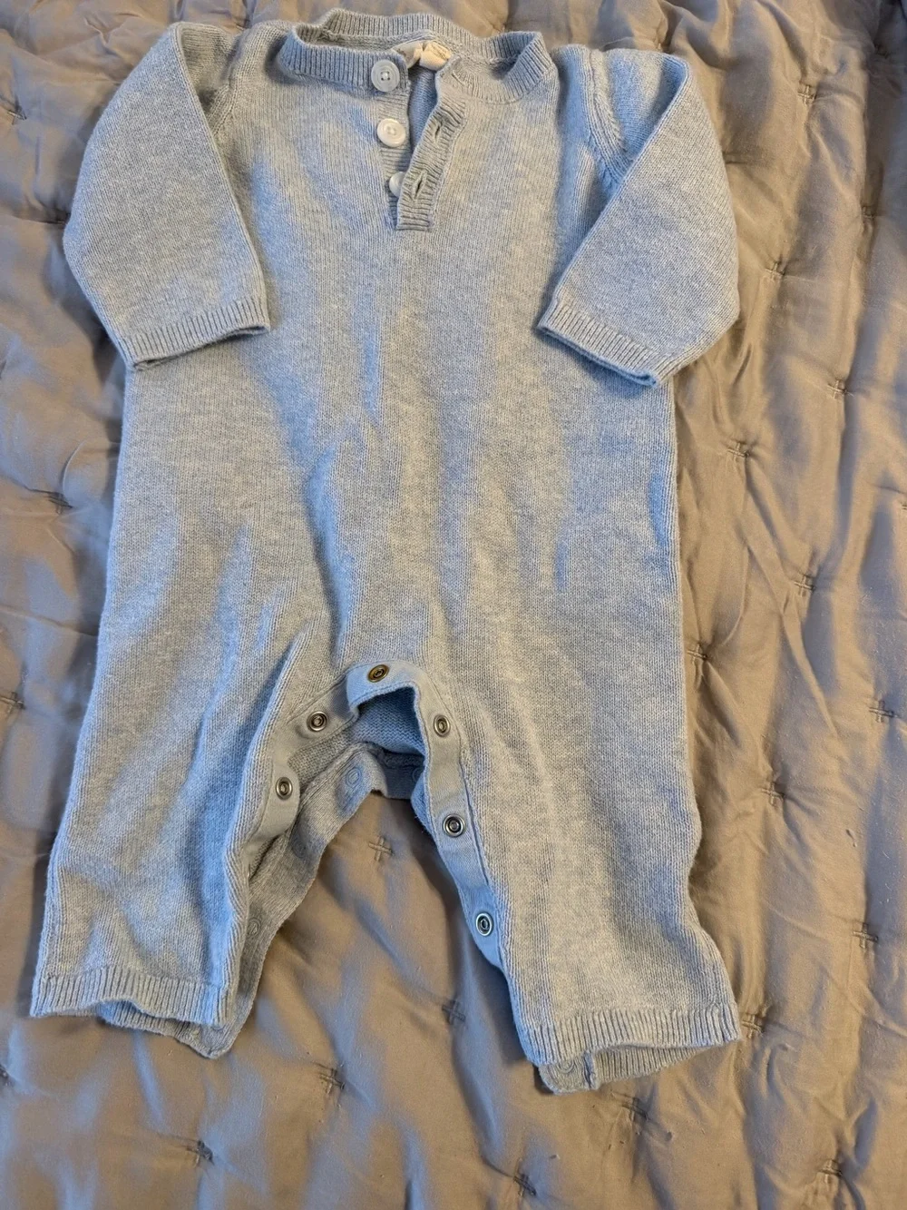 Baby Gap Classic Baby Knit One-Piece Romper in Light Blue